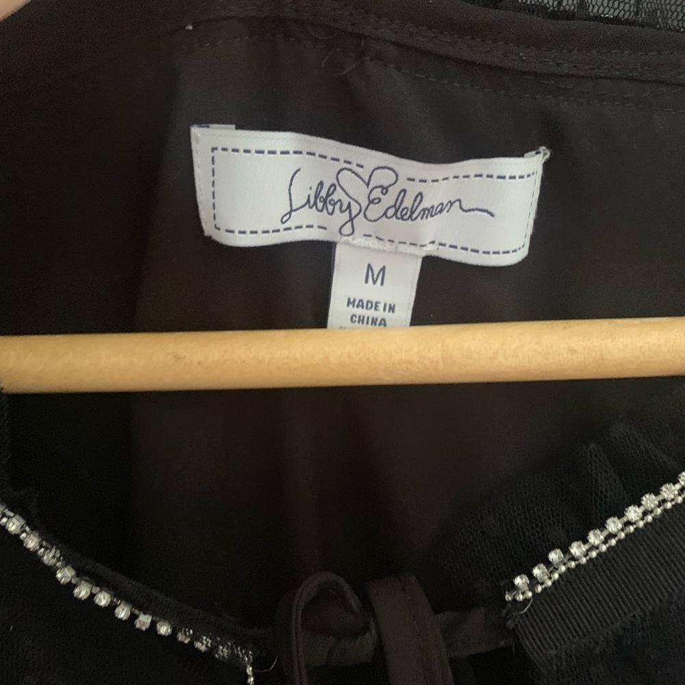 Libby Edelman Black Cold Shoulder Rhinestone Dress - image 7